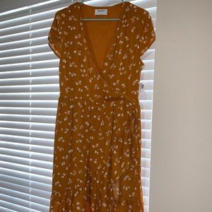 Orange and White Floral Midi Dress